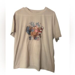 SHEIN Beige 'Oh My Stars' Graphic Tee